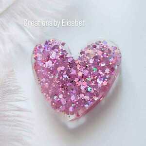 Καρδιά μαγνητάκι με μοβ γκλίτερ - καρδιά, γκλίτερ, σε αγαπώ, μαγνητάκια, αγ. βαλεντίνου