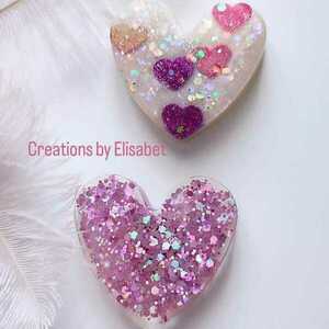 Καρδιά μαγνητάκι με μοβ γκλίτερ - καρδιά, γκλίτερ, σε αγαπώ, μαγνητάκια, αγ. βαλεντίνου - 2