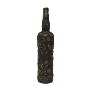 Χειροποιητο Διακοσμιτικο Μπουκαλι με Σχέδιο XB001 - ύφασμα, γυαλί, διακοσμητικά μπουκάλια