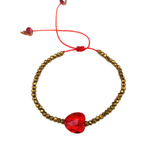 Βραχιόλι γυναικείο με κόκκινη καρδιά - γυαλί, κοσμήματα, βαλεντίνος, αγ. βαλεντίνου