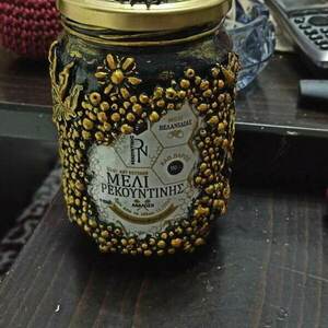 Γυάλινο Βάζο Decoupage Bee - γυαλί, διακοσμητικά μπουκάλια - 4