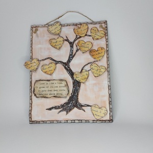 Χειροποίητο κάδρο δέντρο της ζωής με καρδιές - πίνακες & κάδρα, καρδιά, χαρτί, πηλός, διακοσμητικά - 4
