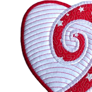 Σουβέρ Κόκκινη Καρδιά Koru 12 εκ. - ύφασμα, κεντητά, καρδιά, σουβέρ, είδη σερβιρίσματος - 3