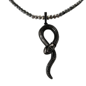 Κολιέ φίδι με ζιργκόν - ημιπολύτιμες πέτρες, κοντά, μενταγιόν - 2