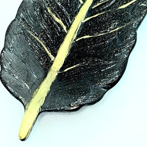 Φτερό από υγρό γυαλί μαύρο με χρυσές λεπτομέρειες 23cm x 8 cm - γυαλί, φτερό, ρητίνη, σπίτι, πιατάκια & δίσκοι - 3