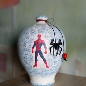 Σετ δώρου 2τμχ αντικέ λαμπάδα αράχνη και πήλινος κουμπαράς 17εκ.ύψος - αγόρι, λαμπάδες, για παιδιά, σούπερ ήρωες - 3