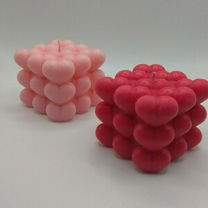 Bubble hearts-Χειροποίητο κερί σόγιας σε καρδιές - χειροποίητα, αρωματικά κεριά, σόγια, κερί σόγιας, 100% φυτικό - 2
