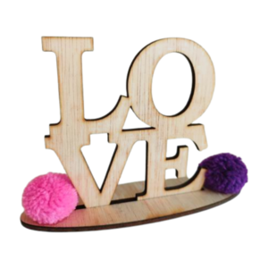 Ξύλινο Διακοσμητικό Love!! - ύφασμα, ξύλο, βαλεντίνος, διακοσμητικά, αγ. βαλεντίνου