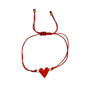 Βραχιόλι Miyuki καρδιά κόκκινη - καρδιά, χάντρες, αγ. βαλεντίνου, χεριού, αυξομειούμενα - 4