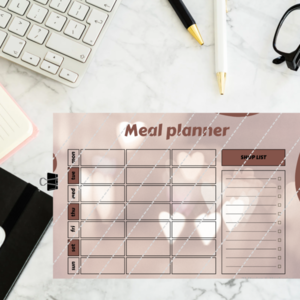Εβδομαδιαίο meal planner με λίστα για ψώνια | Pink hearts - κάρτες, φύλλα εργασίας