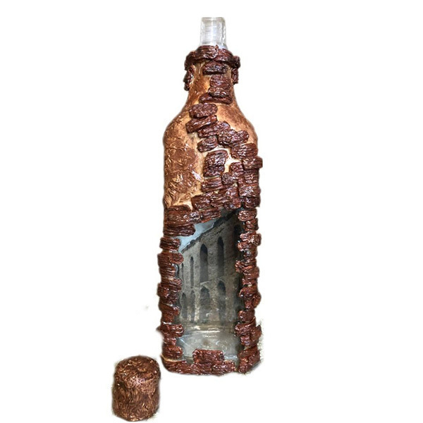 3D ΔΙΑΚΟΣΜΗΤΙΚΟ ΜΠΟΥΚΑΛΙ ΠΟΤΩΝ *ACROPOLI* - γυαλί, ρητίνη, οργάνωση & αποθήκευση, πηλός, διακοσμητικά μπουκάλια - 3