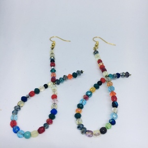 Χρωματιστά σκουλαρίκια με πολύπλευρες πέτρες γυάλινες - ημιπολύτιμες πέτρες, στρας, μικρά, κρεμαστά - 2