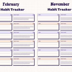 Εκτυπώσιμο βιβλιαράκι ''Habit Tracker" 12 μήνες - 12 month Habit Tracker planner Insert - Για ημερολόγιο Α5 - φύλλα εργασίας