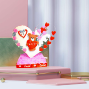 Χειροποιητο επιτραπεζιο ξυλινο διακοσμητικο <<I love you>> - ξύλο, καρδιά, πηλός, διακοσμητικά - 4