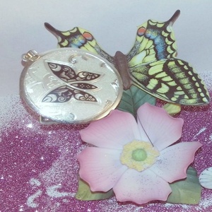 Ασημένιο κρεμαστό Πεταλούδα - ασήμι 925, πεταλούδα, κρεμαστά, μεγάλα - 2