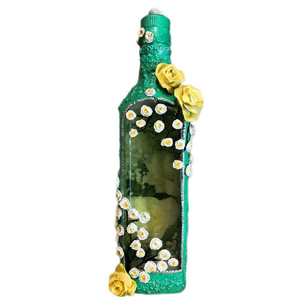 3D ΔΙΑΚΟΣΜΗΤΙΚΟ ΜΠΟΥΚΑΛΙ ΠΟΤΩΝ *VESENIAPORA* λουλούδια από κρύα πορσελάνη. - γυαλί, οργάνωση & αποθήκευση, πηλός, πορσελάνη, διακοσμητικά μπουκάλια - 2