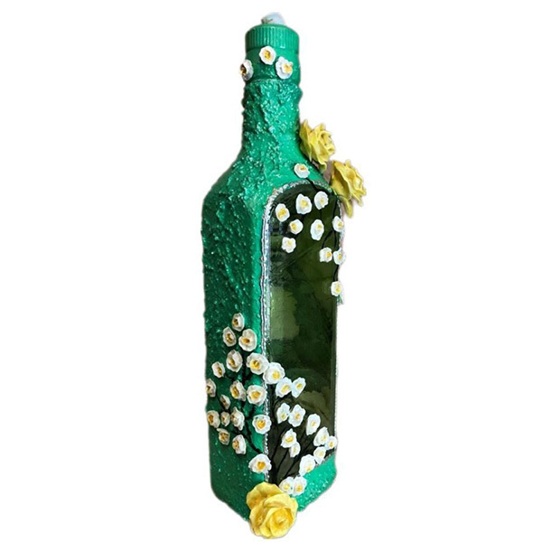 3D ΔΙΑΚΟΣΜΗΤΙΚΟ ΜΠΟΥΚΑΛΙ ΠΟΤΩΝ *VESENIAPORA* λουλούδια από κρύα πορσελάνη. - γυαλί, οργάνωση & αποθήκευση, πηλός, πορσελάνη, διακοσμητικά μπουκάλια - 5