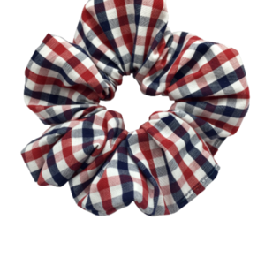 Σετ υφασμάτινα λαστιχάκια scrunchies ''red & blue'' μεσαίου μεγέθους (medium) 2 τμχ - ύφασμα, κορίτσι, για τα μαλλιά, λαστιχάκια μαλλιών - 4