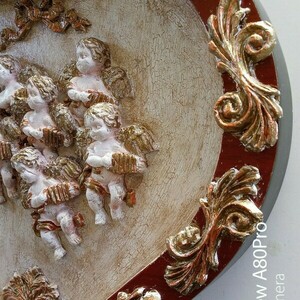 Ξύλινη, επιτοίχια καρδιά, διακοσμημένη με αγγέλους Ρομαντικη διακοσμηση - πίνακες & κάδρα - 2