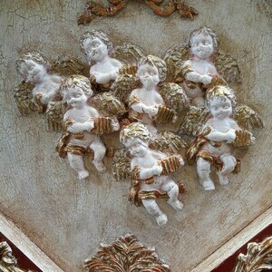 Ξύλινη, επιτοίχια καρδιά, διακοσμημένη με αγγέλους Ρομαντικη διακοσμηση - πίνακες & κάδρα - 5