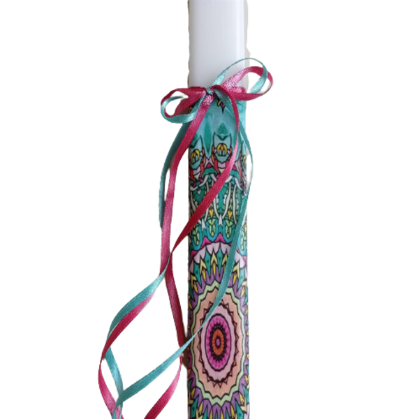 Πασχαλινή λαμπάδα με σχέδια πολύχρωμα 1. - κορίτσι, λαμπάδες, για παιδιά, για ενήλικες, για εφήβους - 2