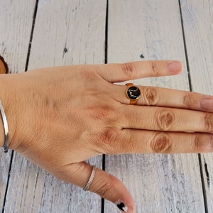 Ατσάλινο δαχτυλίδι μονόγραμμα με υγρό γυαλί - γυαλί, όνομα - μονόγραμμα, ατσάλι, αυξομειούμενα - 5