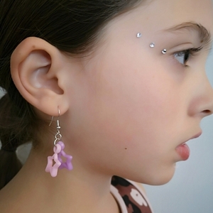 Σκουλαρίκια αστεράκια ροζ - ασήμι 925, κρεμαστά, γάντζος, παιδικά σκουλαρίκια, φθηνά - 3