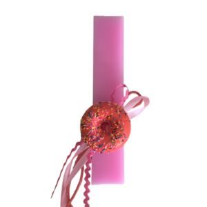 Αρωματική λαμπάδα με ροζ Donut - κορίτσι, λαμπάδες, για ενήλικες, για εφήβους