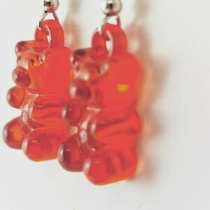 Παιδικά σκουλαρίκια Haribo αρκουδάκια κόκκινα - ασήμι 925, πλαστικό, αρκουδάκι, παιδικά σκουλαρίκια, φθηνά - 2