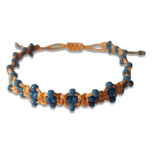 Βραχιόλι Μακραμέ Πορτοκαλί Κορδόνι Μπλε Χάντρες Miyuki - μακραμέ, κορδόνια, χάντρες, χεριού, αυξομειούμενα - 2