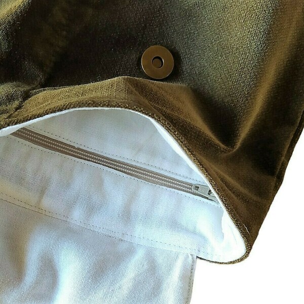 Μικρή υφασμάτινη τσάντα πλάτης από καφέ σουέτ και φλοράλ - ύφασμα, πλάτης, χειροποίητα, φλοράλ, μικρές - 3