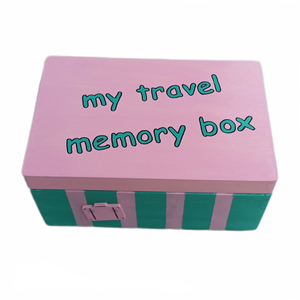 Ξύλινο χειροποίητο Travel Memory Box - Ροζ/ Μέντα 30*20*13,5εκ.