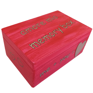 Ξύλινο χειροποίητο Amore Mio Memory Box - Κόκκινο/Ροζ χρυσό - 30*20*13,5εκ. - ξύλο, διακοσμητικά - 2