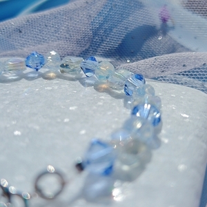 Sapphire Dusk | Χειροποίητο βραχιόλι με ημιδιάφανες κρυστάλλινες χάντρες & Swarovski σε γαλάζιες και μπλε αποχρώσεις, ασήμι 925 - ημιπολύτιμες πέτρες, γυαλί, ασήμι 925, χάντρες - 4