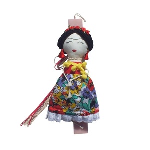 Πασχαλινή λαμπάδα με υφασμάτινη κούκλα Φρίντα - κορίτσι, λαμπάδες, frida kahlo, για παιδιά, για εφήβους