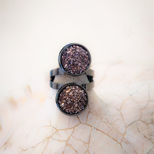 Δαχτυλίδι με ιριδιζον στρας - ορείχαλκος, χάντρες, αυξομειούμενα - 2