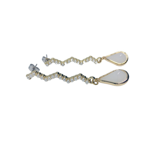 Σκουλαρίκια ράβδοι με περλες 2mm - δάκρυ, μικρά, ατσάλι, κρεμαστά, πέρλες