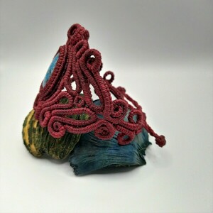 Red Passion Bracelet - ημιπολύτιμες πέτρες, μακραμέ, boho, χεριού, αυξομειούμενα - 5
