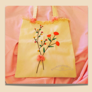 Χαριτωμένη τσάντα tote * βαμβακερή τσάντα για τα ψώνια με λουλουδάτο μοτίβο - ύφασμα, ώμου, φλοράλ, tote, πάνινες τσάντες - 3