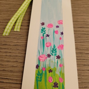 Σελιδοδείκτης ζωγραφισμένος στο χέρι, από χαρτόνι 3 - ζωγραφισμένα στο χέρι, λουλούδια, σελιδοδείκτες - 2