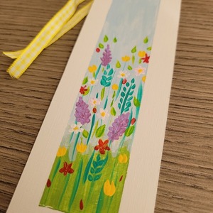 Σελιδοδείκτης ζωγραφισμένος στο χέρι, από χαρτόνι 4 - ζωγραφισμένα στο χέρι, λουλούδια, σελιδοδείκτες - 2