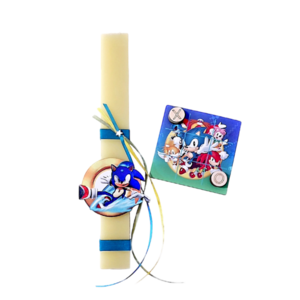 Λαμπάδα Sonic 30εκ με τρίλιζα - αγόρι, λαμπάδες, για παιδιά, ήρωες κινουμένων σχεδίων, παιχνιδολαμπάδες
