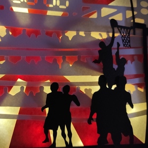 Φωτιζόμενο 3D κάδρο (shadow box) μπάσκετ - χαρτί, διακοσμητικά, κορνίζες - 4