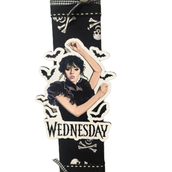 Λαμπάδα λεπτή πλακέ με χαρακτήρα τηλεοπτικής σειράς "Wednesday Addams"-μαγνητάκι - κορίτσι, λαμπάδες, για ενήλικες, για εφήβους - 4