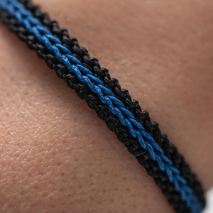 Μακραμέ βραχιόλια ανδρικά μαύρα με μπλε, βραχιόλια γυναίκα - Macrame bracelet mens black with blue, bracelet womens - νήμα, μακραμέ, boho, χεριού, αυξομειούμενα - 3
