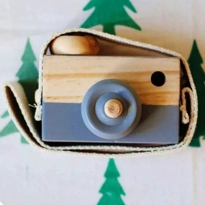 Λαμπάδα με ξύλινη φωτογραφική μηχανή γκρι αγόρι - λαμπάδες, για παιδιά, για μωρά, παιχνιδολαμπάδες - 4
