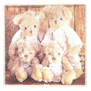 Παιδικό ξύλινο καδράκι με οικογένεια αρκούδων - πίνακες & κάδρα, δώρα για βάπτιση, αρκουδάκι, δώρα για παιδιά, παιδικά κάδρα