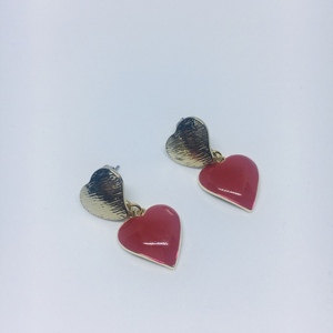 Σκουλαρίκια καρδούλες με σμάλτο - σμάλτος, καρδιά, μικρά, ατσάλι, κρεμαστά - 2