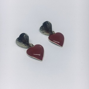 Σκουλαρίκια καρδούλες με σμάλτο - σμάλτος, καρδιά, μικρά, ατσάλι, κρεμαστά - 3