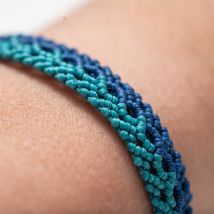 Μακραμέ βραχιόλια γυναίκα μπλε και τυρκουάζ μπλε, χειροποίητα βραχιόλια - Macrame bracelet womens blue and turquoise blue, handmade bracelet - νήμα, μακραμέ, boho, χεριού, αυξομειούμενα - 3